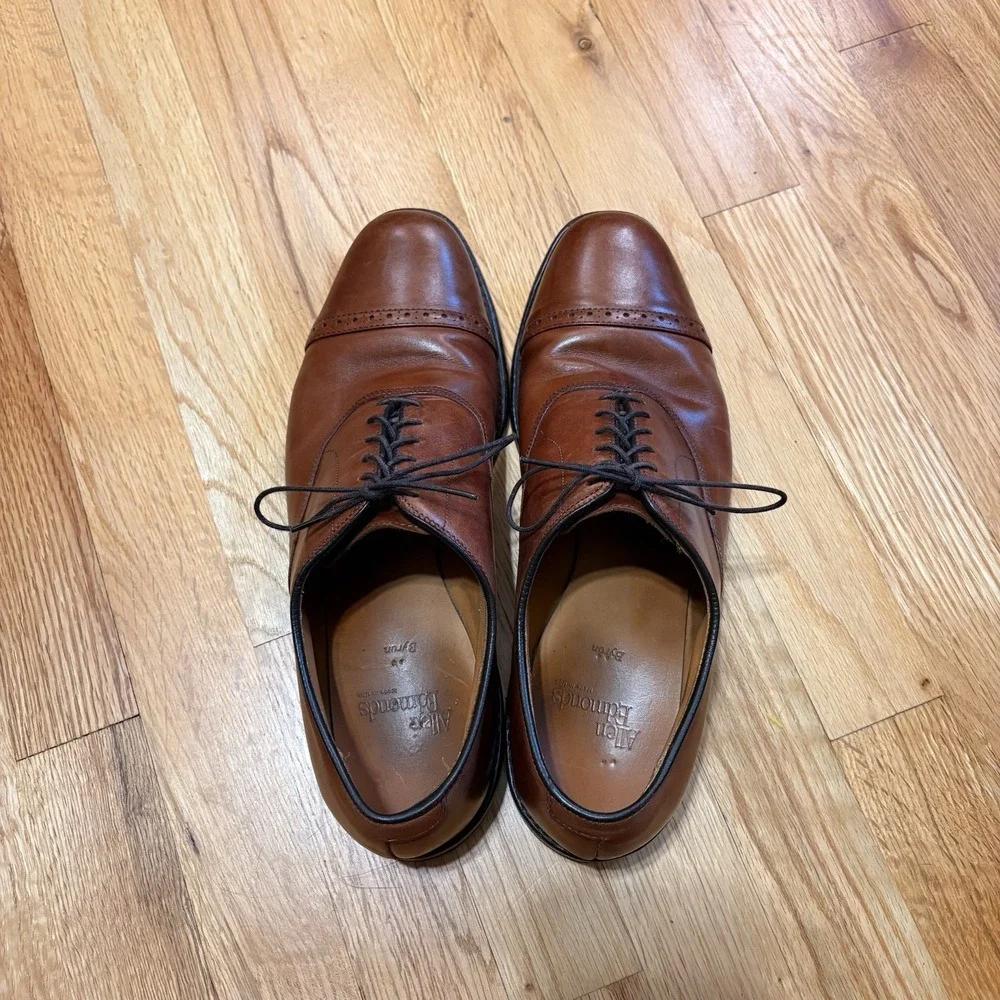 Allen Edmonds Byron Cap Toe Brogue Oxford Mens Size 10 B Brown Leather Shoes